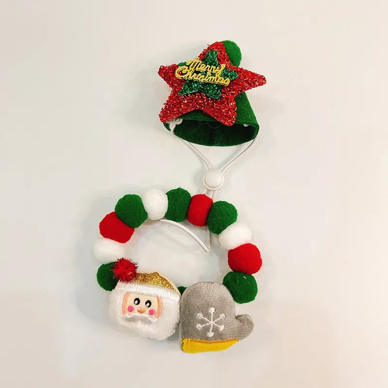 Pet collar with Santa Claus holiday decoration design