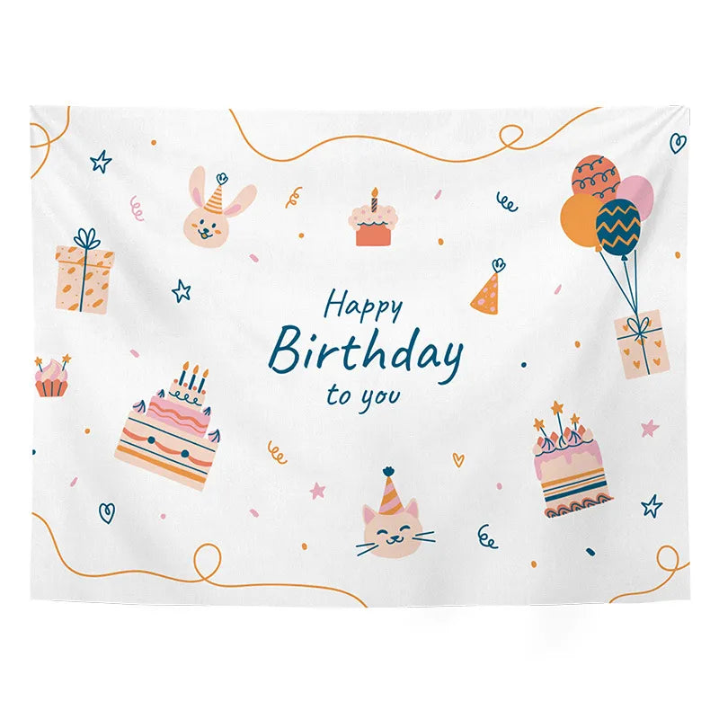 Animal party happy birthday backdrop tapestry