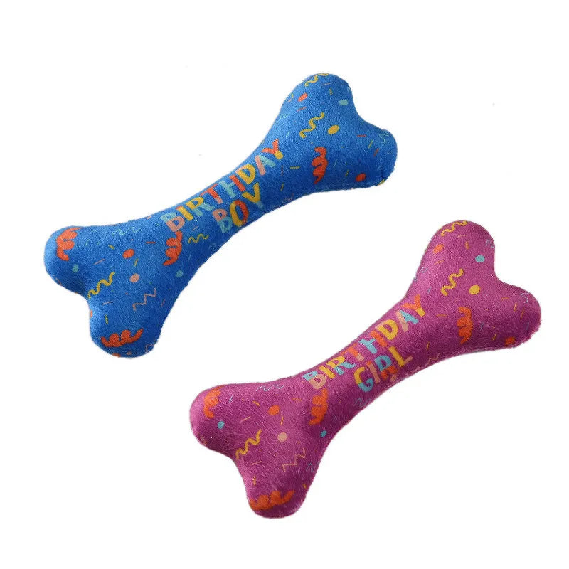 Birthday bone plush toys set for dogs