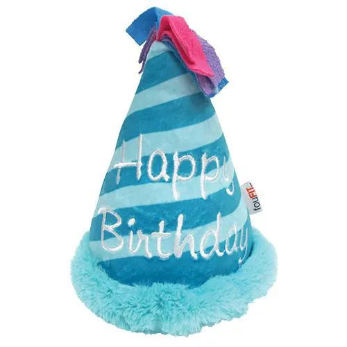 Blue birthday hat plush toy for pets