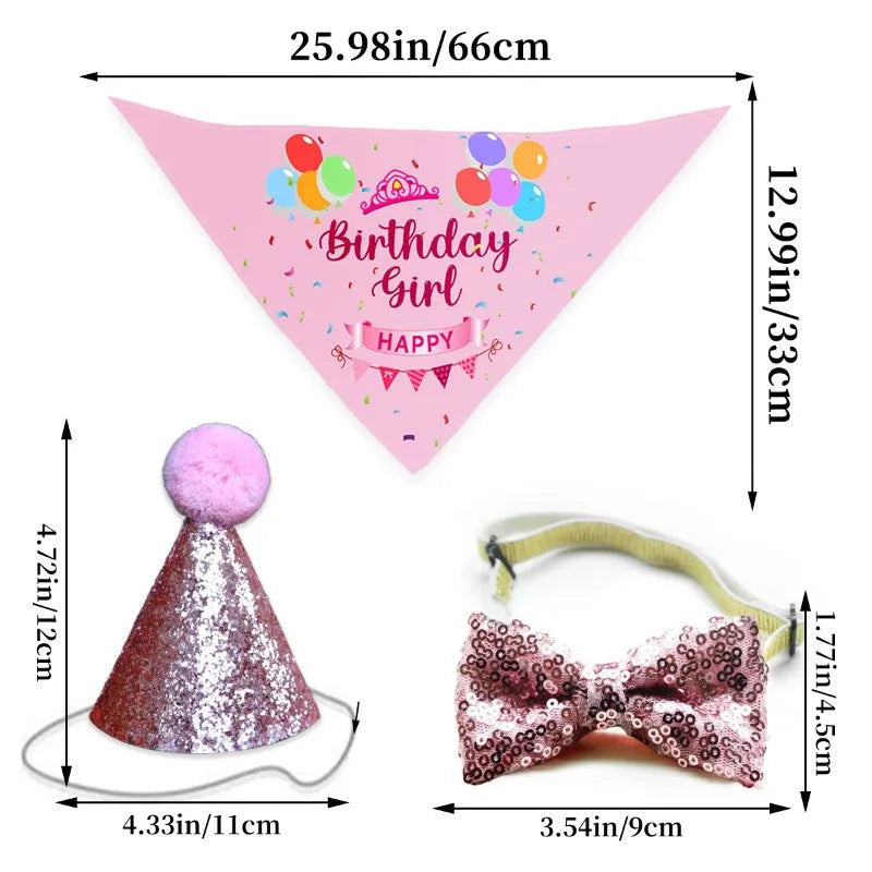 Dog wearing blue birthday bandana with blue bunting banner set