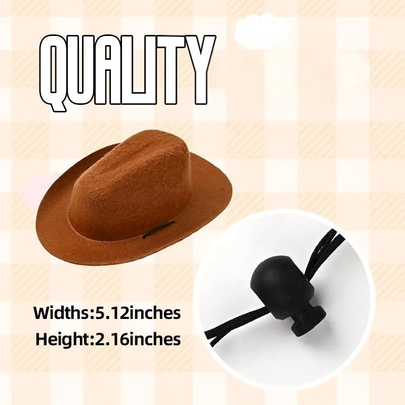 Close-up detail of brown cowboy hat for pets