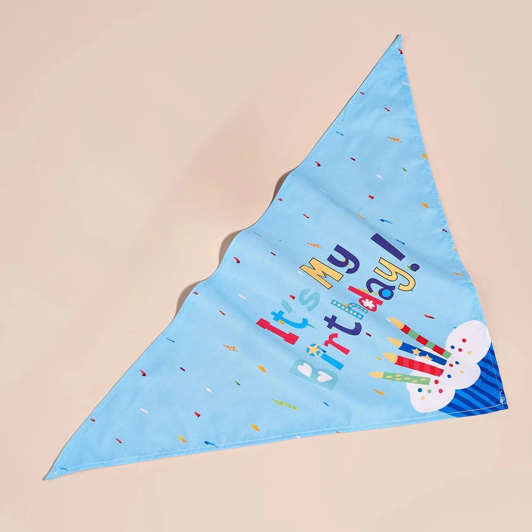 Detail view of pink dog birthday bandana