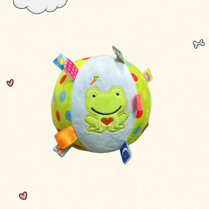 Frog design plush squeaky ribbon ball for pets