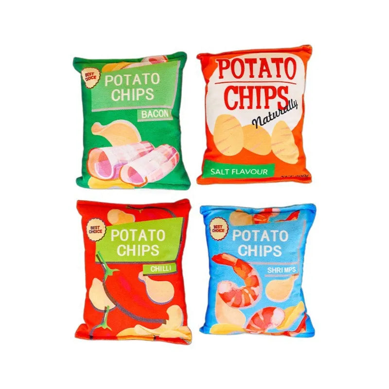 Potato chips plush squeaky toy set for dogs