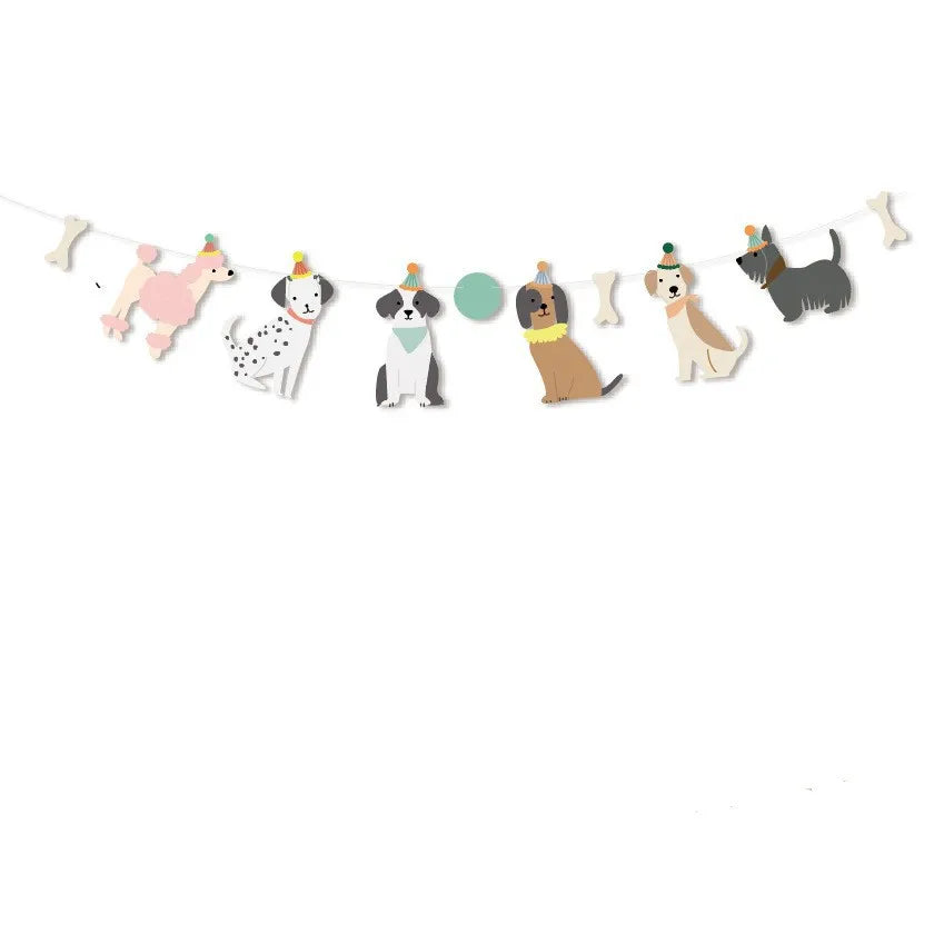 Cute dog pull flower banner for birthday decorations