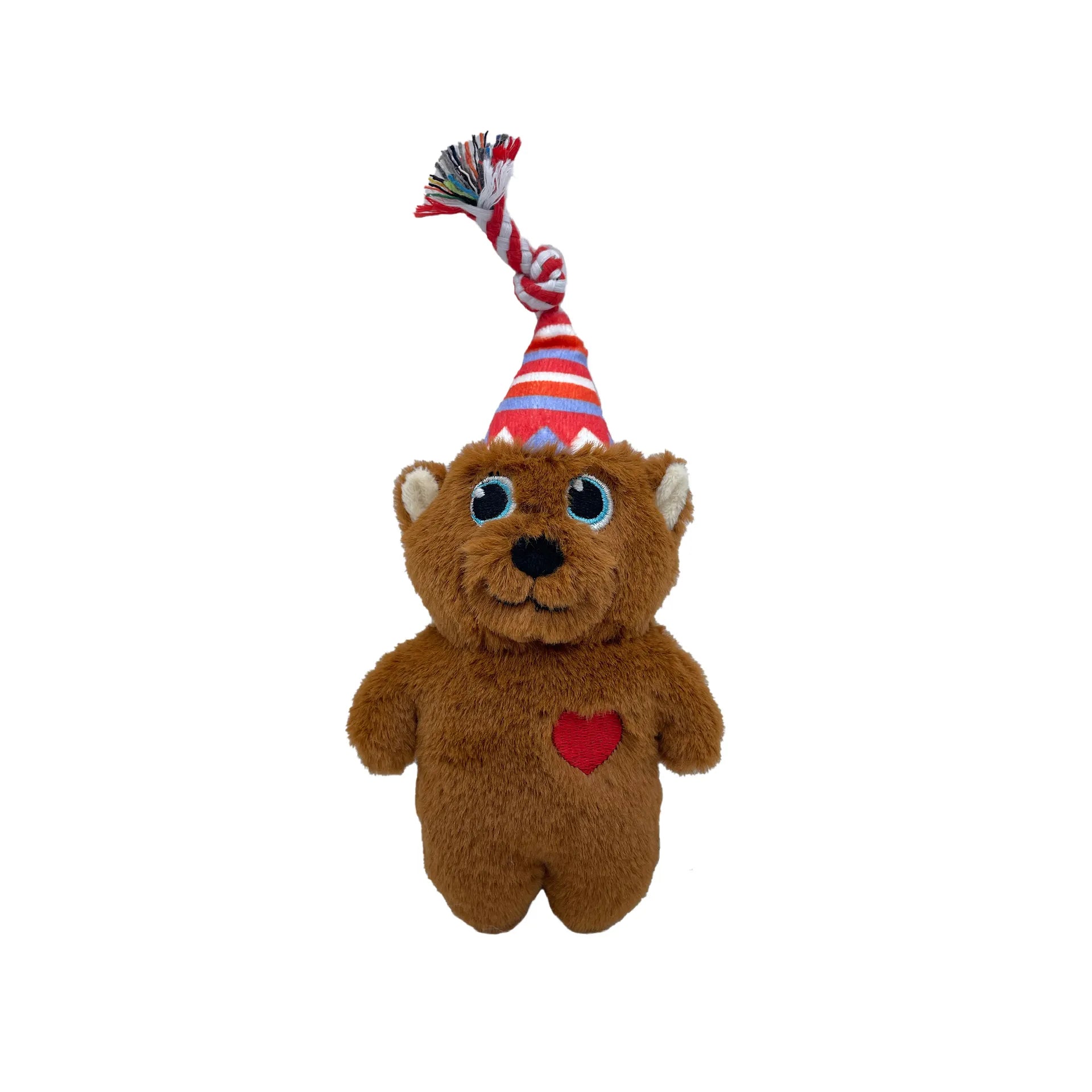 Brown squeaky teddy bear birthday toy for pets