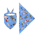 Dark blue Christmas pet bandana with festive patterns