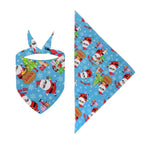 Ocean blue Christmas pet bandana with festive prints