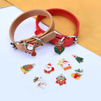 Red pet collar necklace with Christmas charms