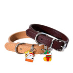 Brown pet collar necklace with holiday charms
