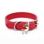 Red pet collar with white reindeer charm