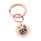 Personalized pet face keychain with one rose gold pendant for photo engraving.
