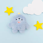 Dog playing with plush one-eyed pet toys (scene 1)
