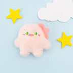 Pink plush one-eyed pet toy with cute design
