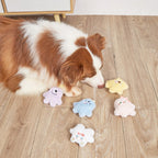 Blue plush one-eyed pet toy with cartoon design
