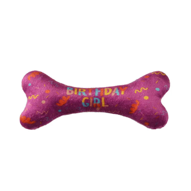 Pink bone plush toy for dogs
