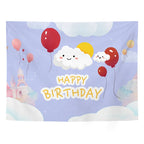 Blue balloon happy birthday wall backdrop