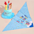 Blue birthday hat and bandana set for dogs