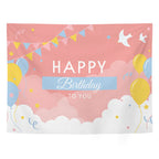 Clouds and rainbow happy birthday backdrop
