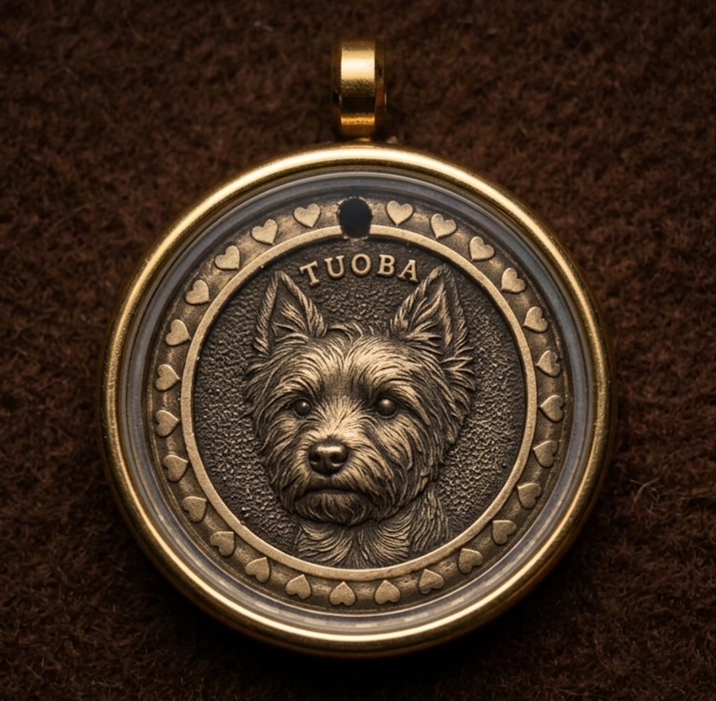 custom bronze pendant with glass cover