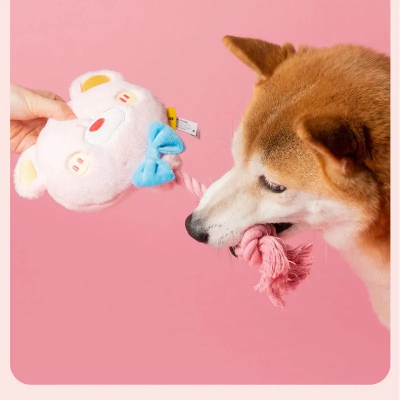 Dogs playing with squeaky birthday toys