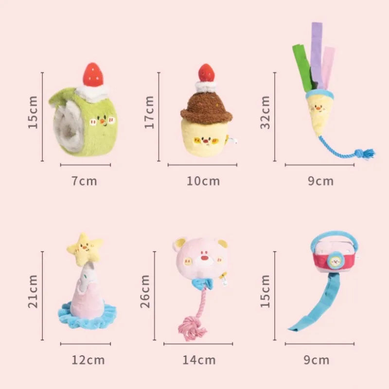 Dog birthday toy set size chart