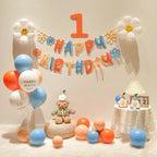 Hollowed-out flower style birthday backdrop set with number 1