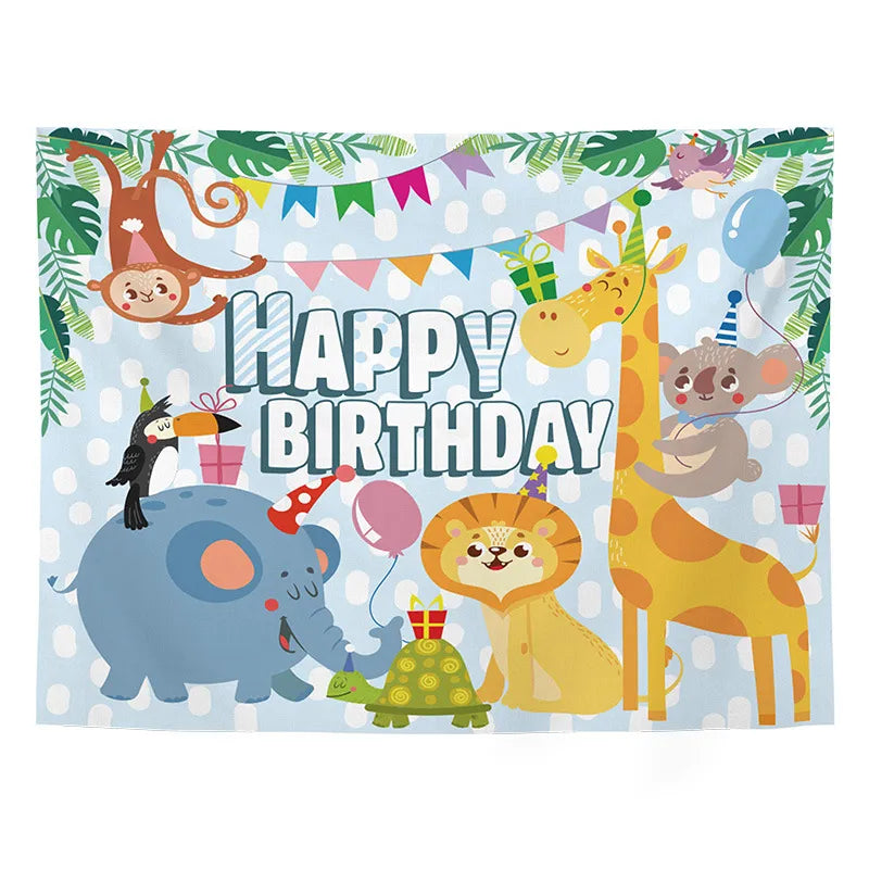 Ocean animals happy birthday wall backdrop