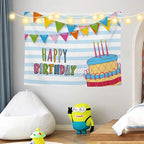 Pastel cake birthday backdrop tapestry
