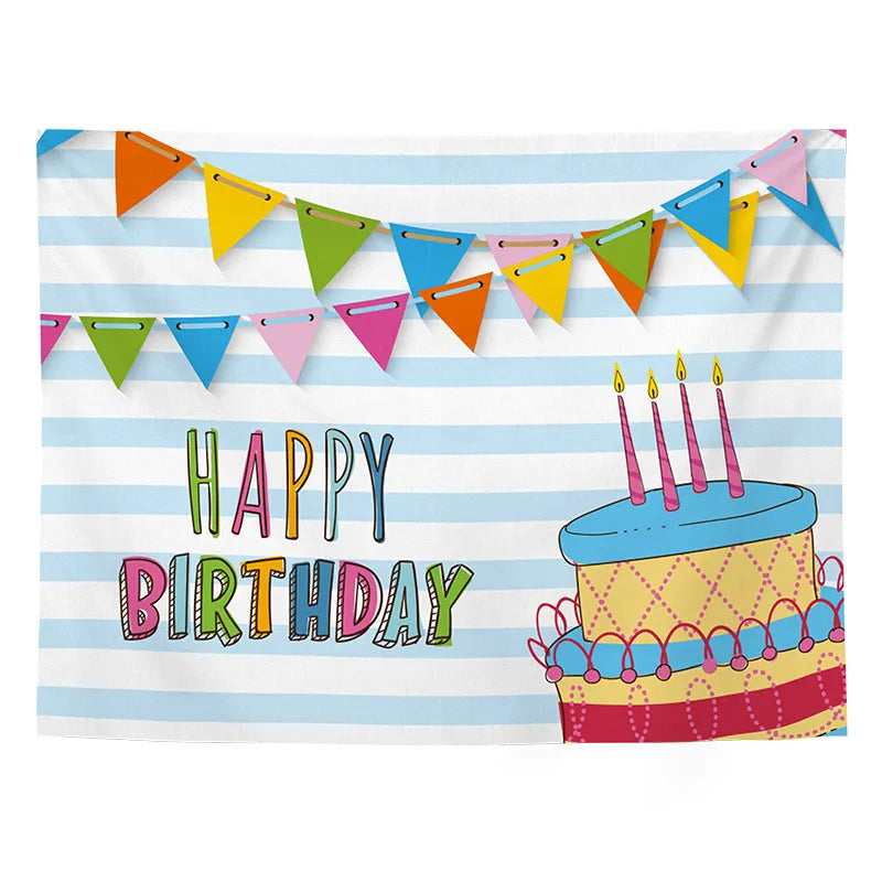 Pastel cupcake birthday backdrop tapestry