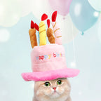 Pink birthday cake hat for pets