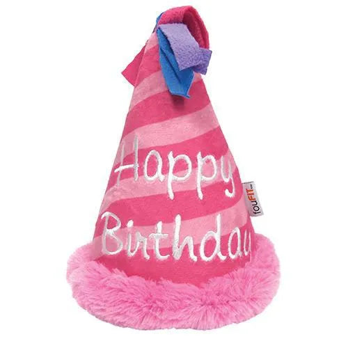 Pink birthday hat plush toy for pets