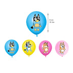 Pink and blue cartoon dog printed birthday balloons