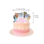 Pink dog birthday cake topper with cartoon dogs