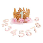 Pink birthday crown set for pets with numbers 1–6