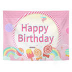 Sweet pink happy birthday backdrop tapestry