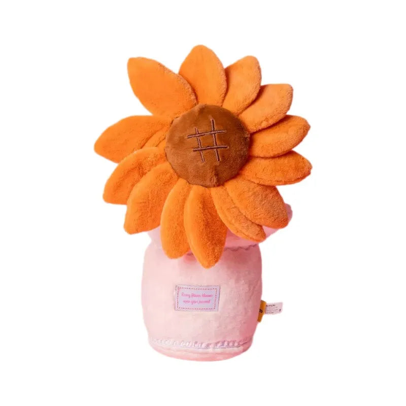 Orange plush flower bouquet dog toy