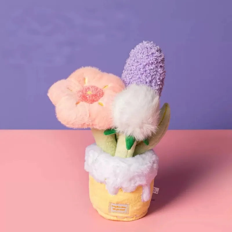 Colorful flower bouquet plush toy for dogs