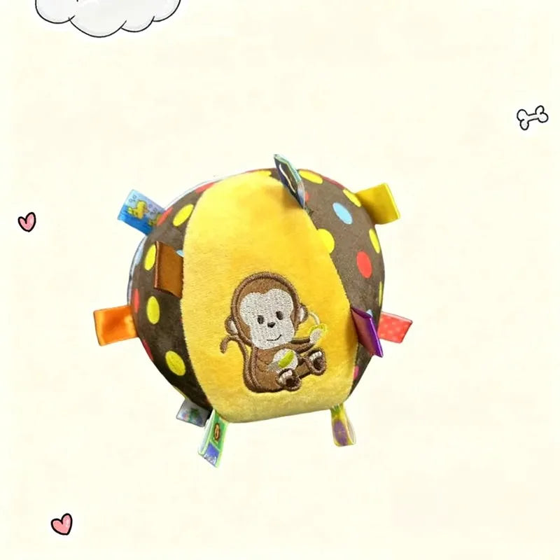 Monkey design plush squeaky ribbon ball for pets
