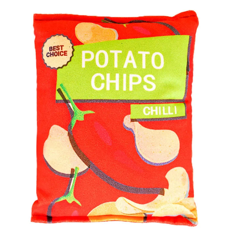 Red potato chip plush squeaky toy