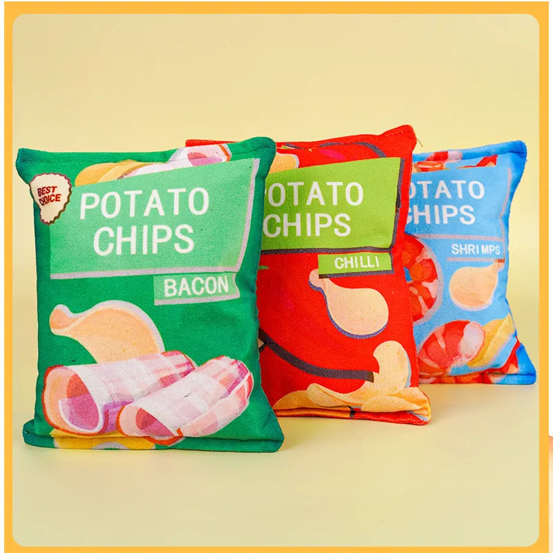 Trio potato chips plush toys for dogs