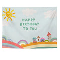 Rainbow sky themed happy birthday backdrop