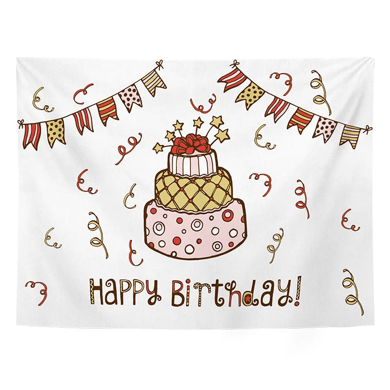 Rustic wooden cake happy birthday wall backdrop