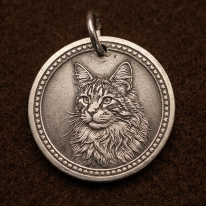 Custom 999 pure silver pet relief pendant with beaded border