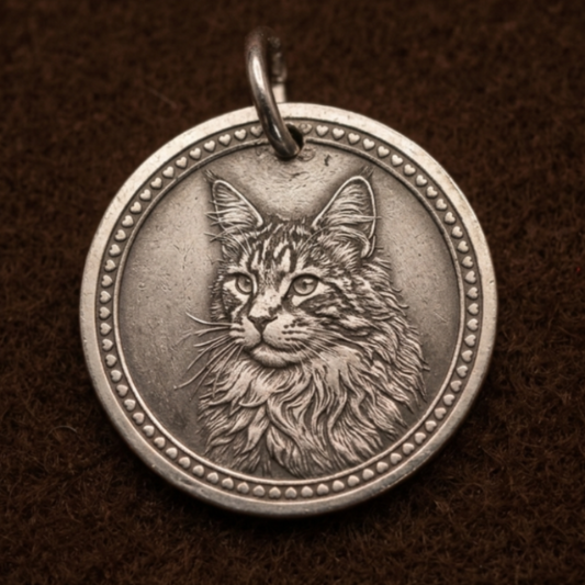 Custom 999 pure silver pet relief pendant with beaded border