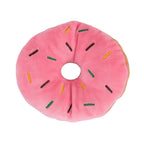 Pink squeaky plush donut toy for dogs

